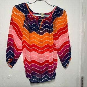 Banana Republic colorful striped blouse — lightweight, flowy, and perfect for ad